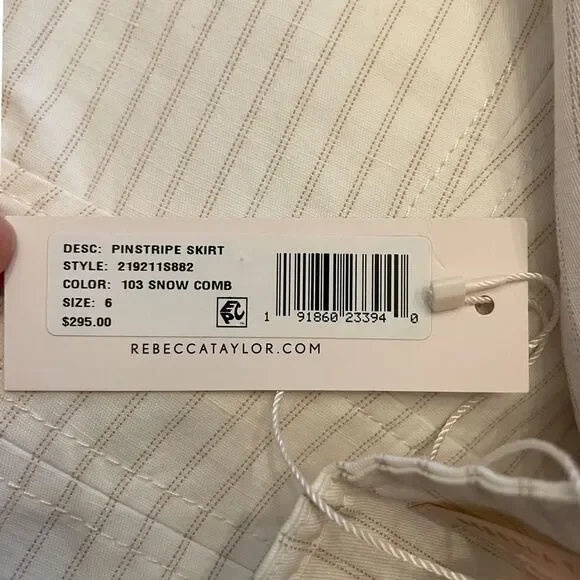 NWT Rebecca Tayor cream pinstriped skirt size 6 295$ retail - Picture 2 of 7
